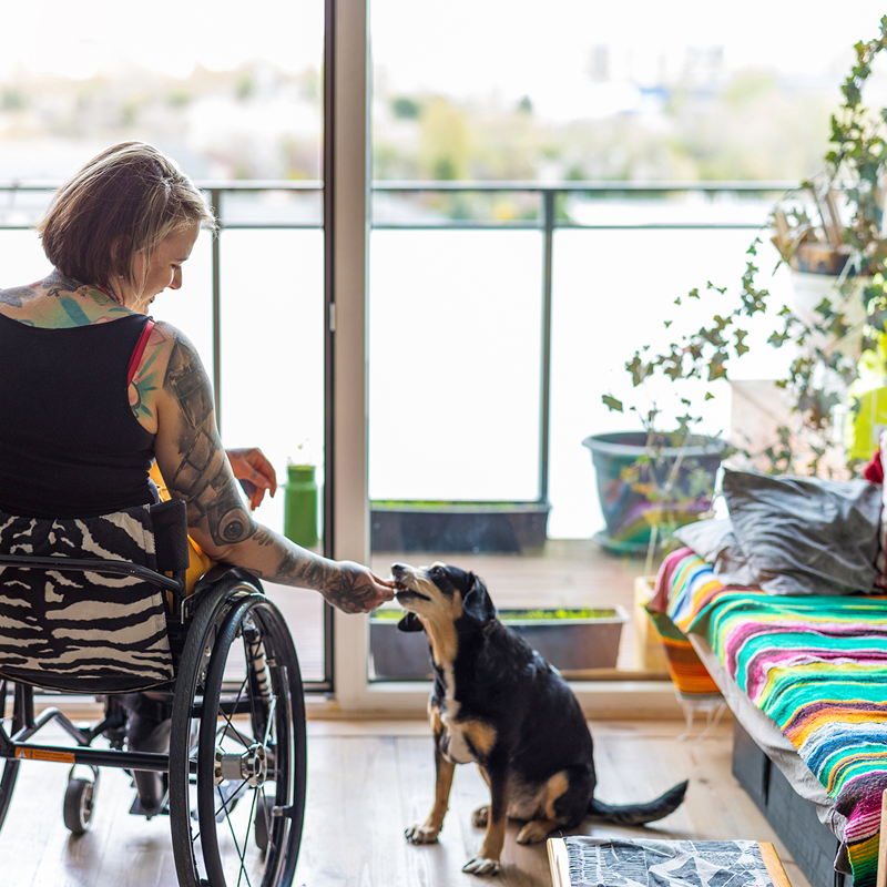 Photo organised home of a Australian NDIS client with mobility issues in a wheelchair